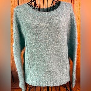 ❤️ 2for20 JENNIFER LOPEZ BLUE METALLIC GLITTER LONG SLEEVE SOFT EYELASH SWEATER